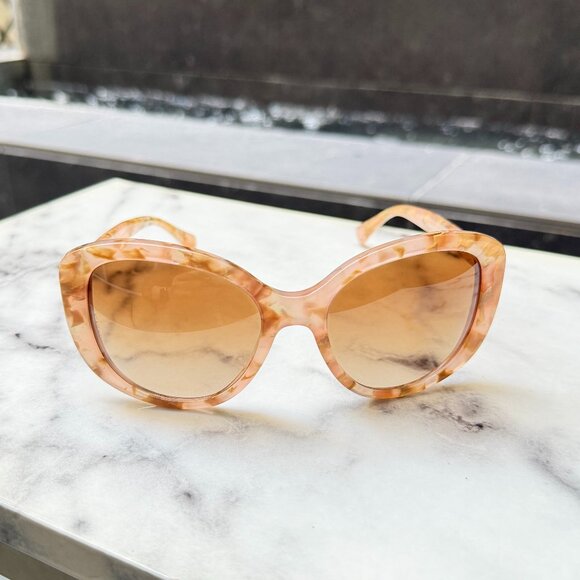 Dolce & Gabbana Sunglasses Pearl Havana Cream Acetate Brown Lenses Full Set NWT